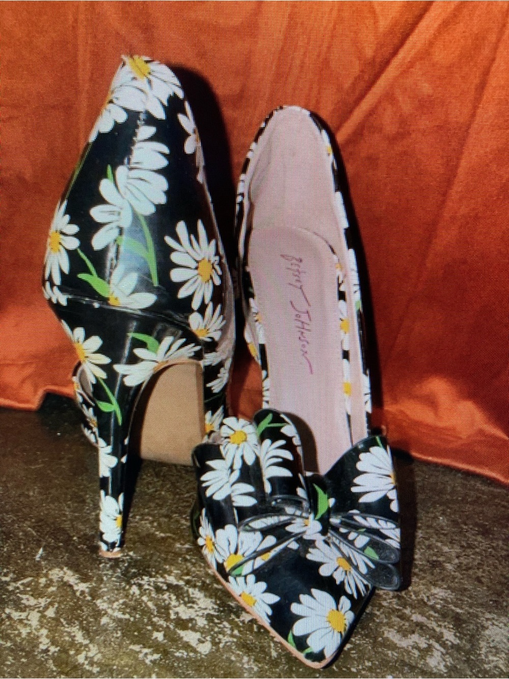 Floral Pointed-Toe Daisy Stiletto Heels